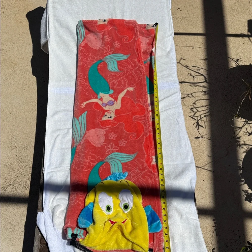 Disney Parks Little Mermaid Red Teal Hooded blanket with flounder Hood